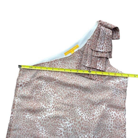 Walter Baker One-Shoulder Animal Print Dress M Pink Ruffle Party/Cocktail - Picture 5 of 8